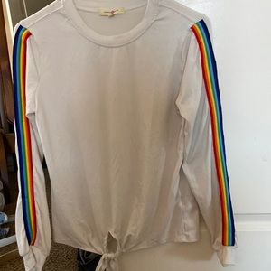 white rainbow stripe shirt